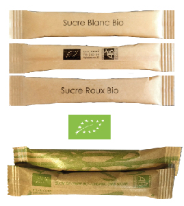 Bûchettes transparentes de sucre de canne bio blanc & brun